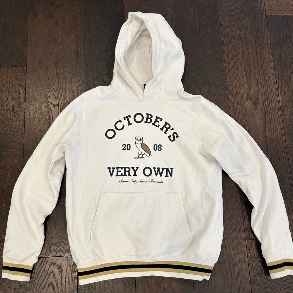 White OVO Hoodie with Black and Gold Accents